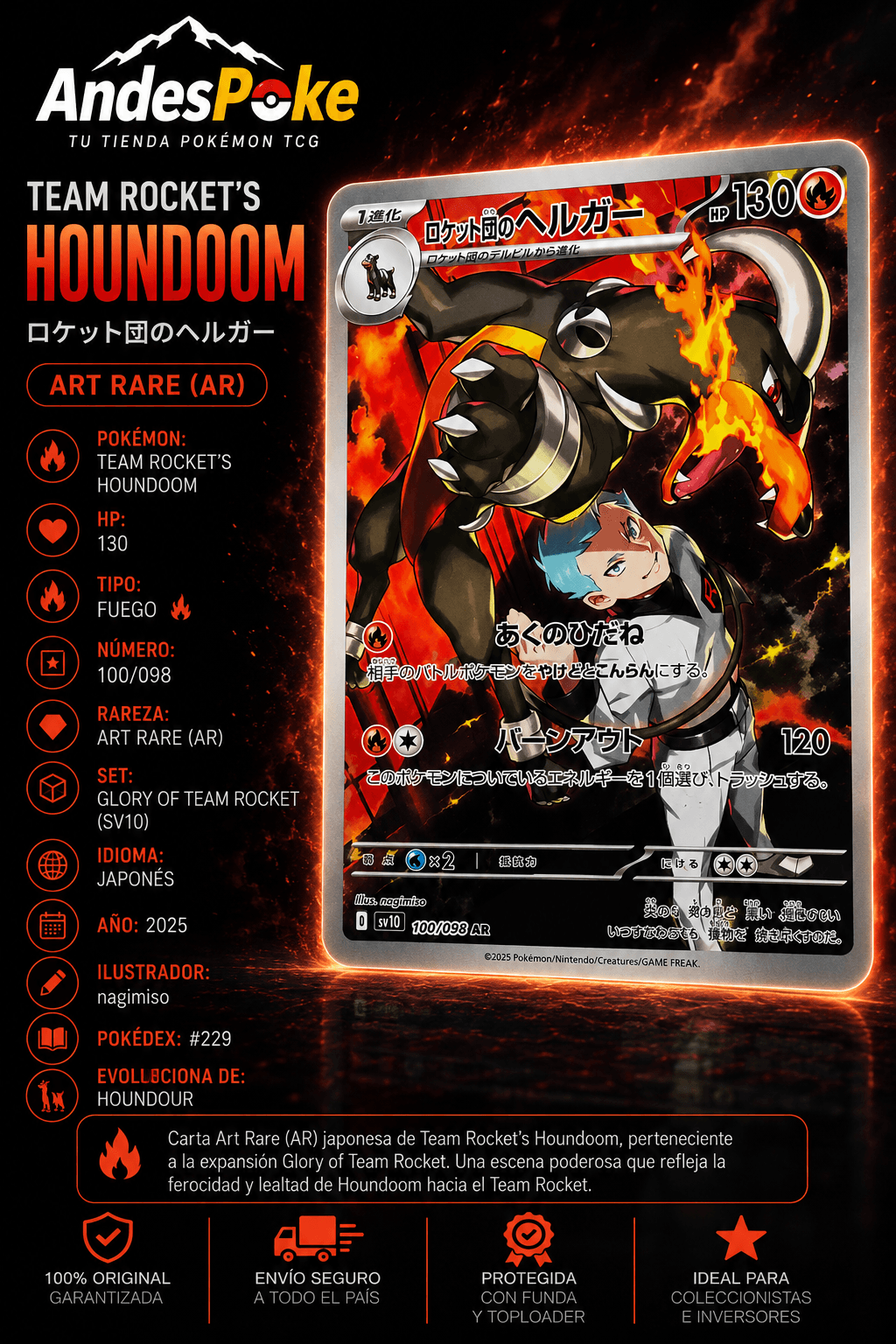 Team Rocket's Houndoom 100/098 AR — Glory of Team Rocket
